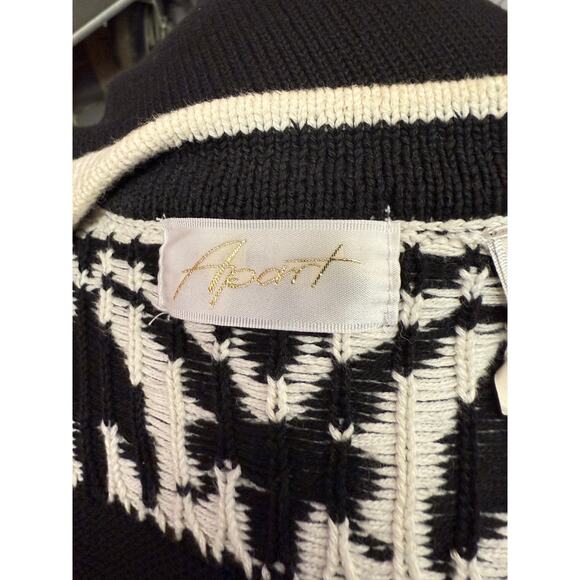 Apart Women M Teal/Black Lambs Wool Angora Open Front Knit Cardigan - Picture 4 of 5